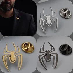 Spider Gold Plated Badge, Black Men's Collar Brooch, Lapel Pin Black, Halloween Gift, Suit Accessories Set