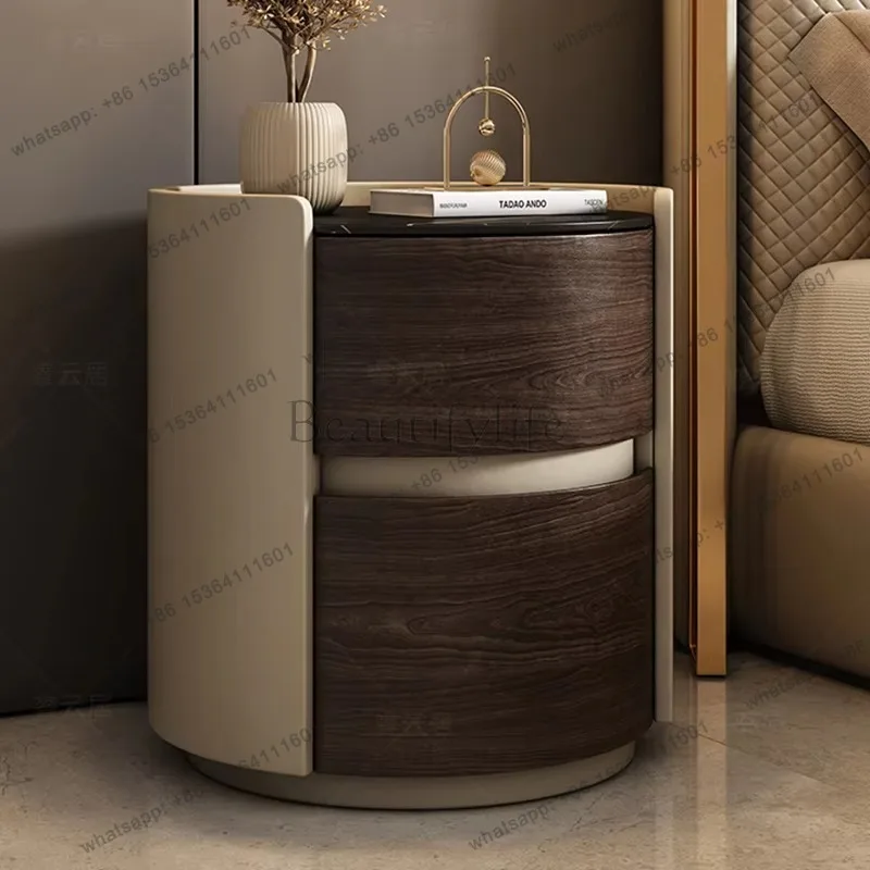 Elegant Night Table Aesthetic Design Round Modern Bedside Cabinet Minimalist Luxury Comodini Camera Da Letto Bedroom