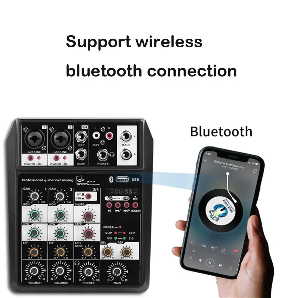 Профессиональный звуковой микшер звуковая микшерная консоль Studio Bluetooth-совместимая 4-канальная USB-интерфейсная звуковая Миксер для караоке C4