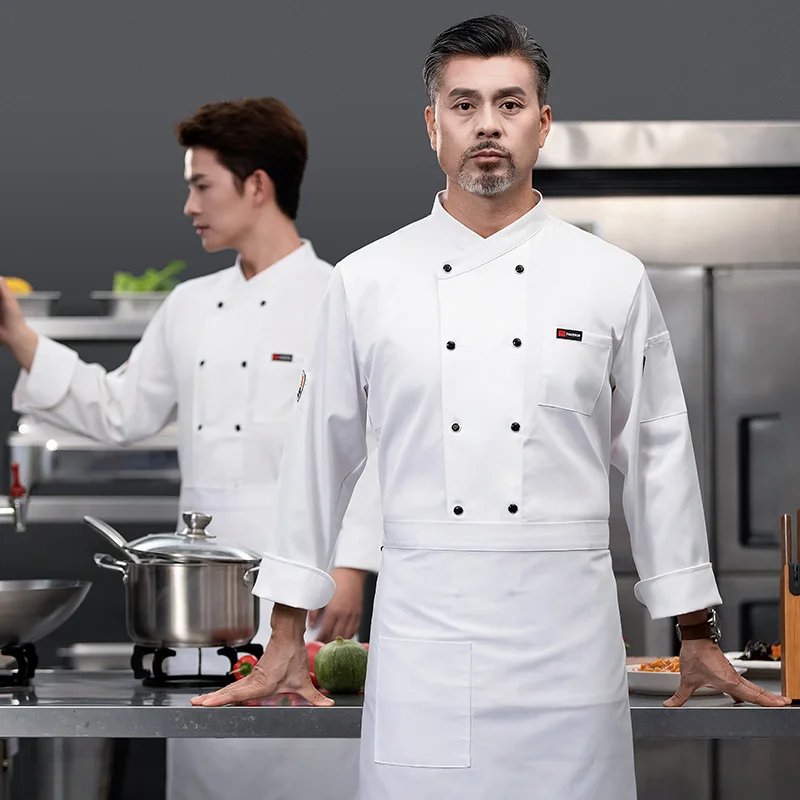 Chef vêtements de travail à manches longues automne hiver Restaurant Cuisine Cuisine occidentale Cuisine restauration cantine cuisson gâteau pain vêtements