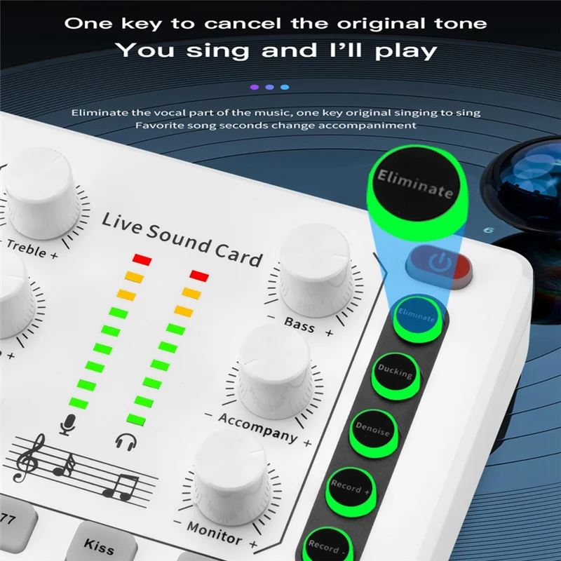 M8 Live Sound Card Wireless Bluetooth Audio Mixer Digital Mixer Noise Reduction Live Streaming Broadcast Podcasting