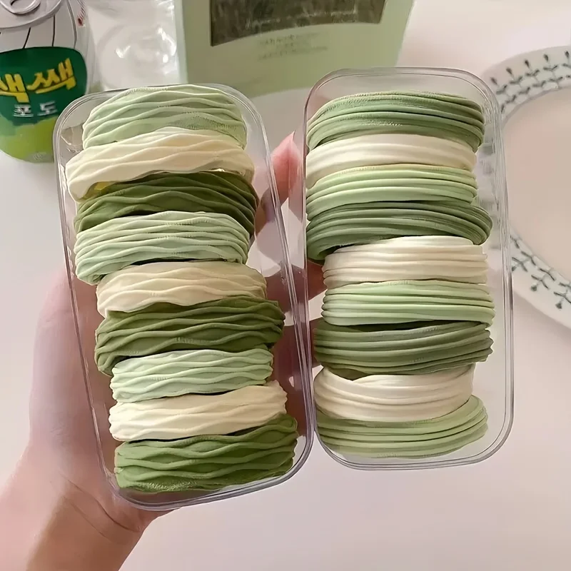 

60 Pieces of Random Color Green Fresh Rubber Bands, Matcha Green Series Hair Ties, Seamless High-Elasticity Mixed Hair Bands, Ponytail Hair Accessories for Children