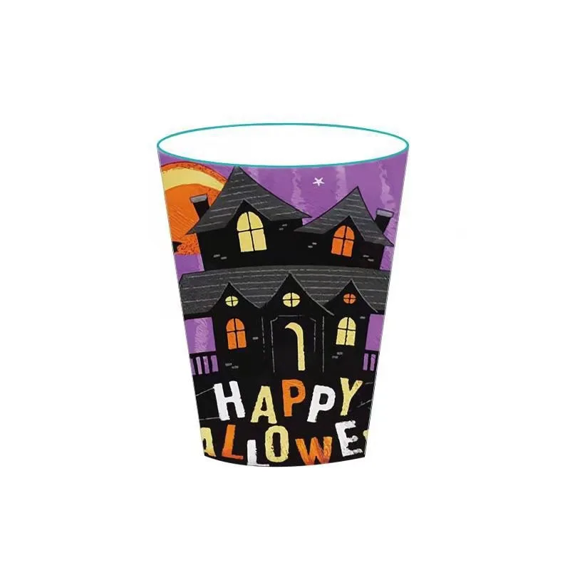 Halloween Props Paper Cup Plate Pull Flag Tableware Festive Party Atmosphere Layout Supplies