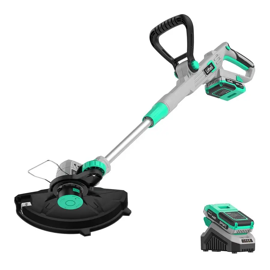 

20V Cordless String Trimmer and Edger, 12 Electric Weed Wacker with Auto Line Feed, Includes 2.0Ah Battery and Charger.