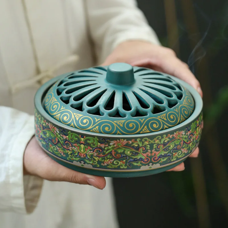 1Pc Extra Large Incense Burner Ceramic Mosquito Incense Burner Mosquito Repellent Indoor Incense Enamel Incense Burner A