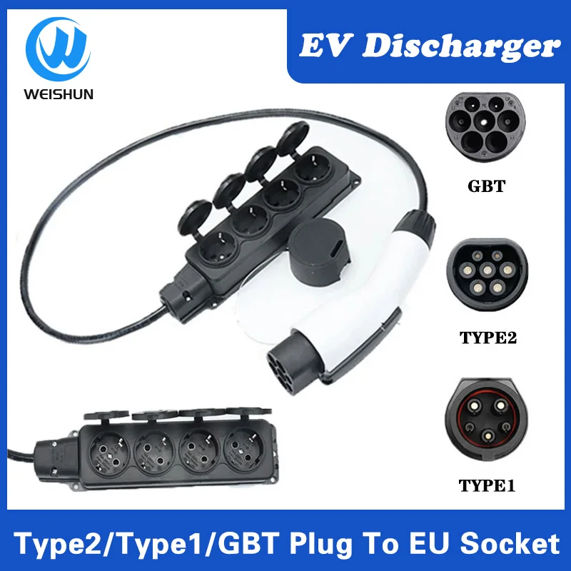 Tomada do soquete da UE para veículos da energia, 16A 3.5KW, Type1 Type2, GBT 220V, piquenique exterior, carro apoia V2L, 220V