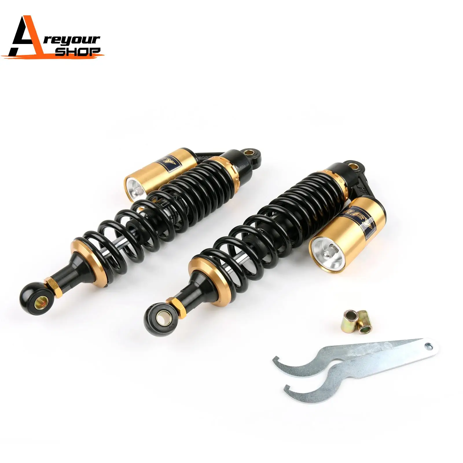 

13" 330mm Pair Air Rear Shocks Absorber for Yamaha Daytona Motorcycle Black&Gold