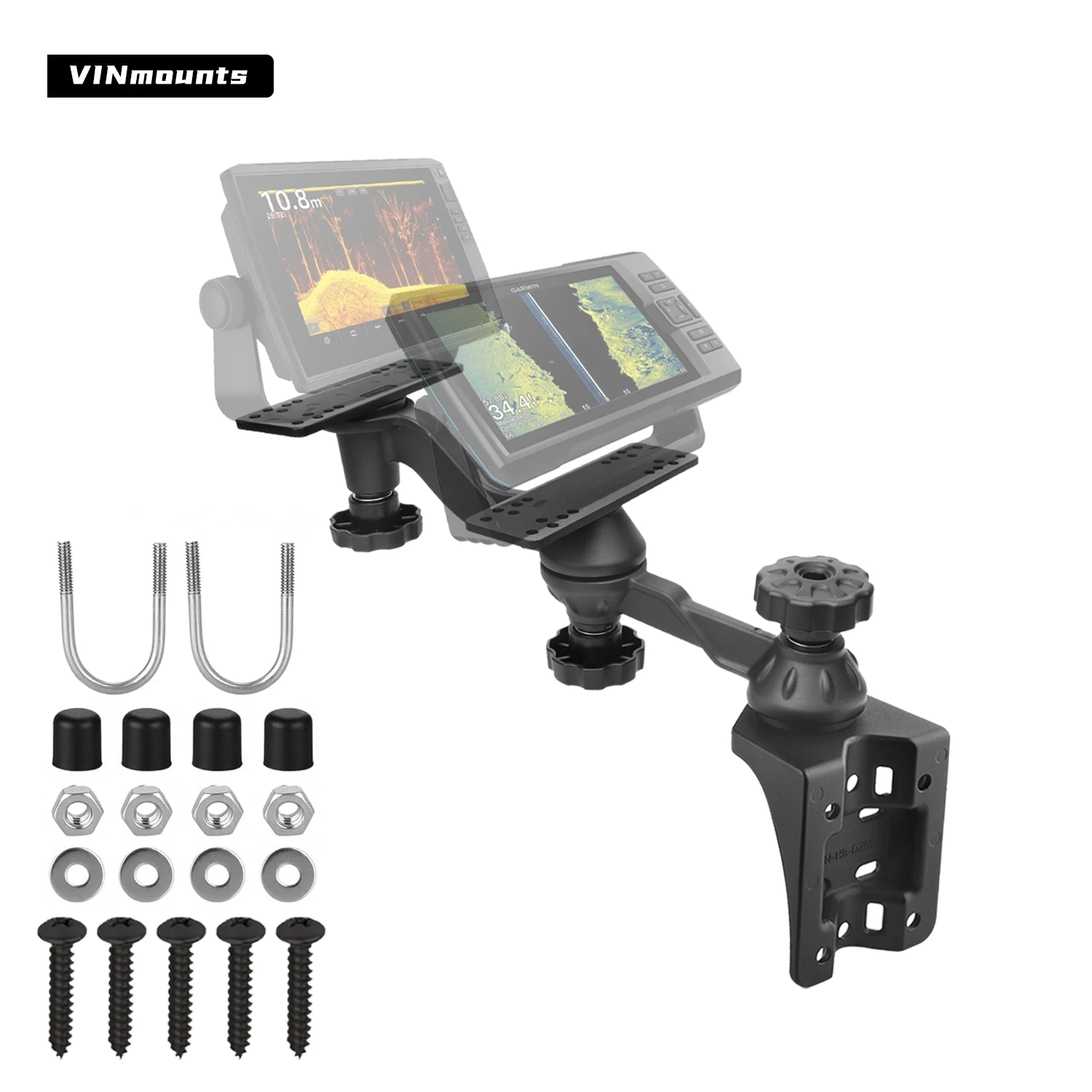 

Регулируемый настенный кронштейн для эхолота с двумя пластинами AMPS, морской алюминиевый кронштейн для крепления сонара и GPS с поворотом на 360° ° ротация