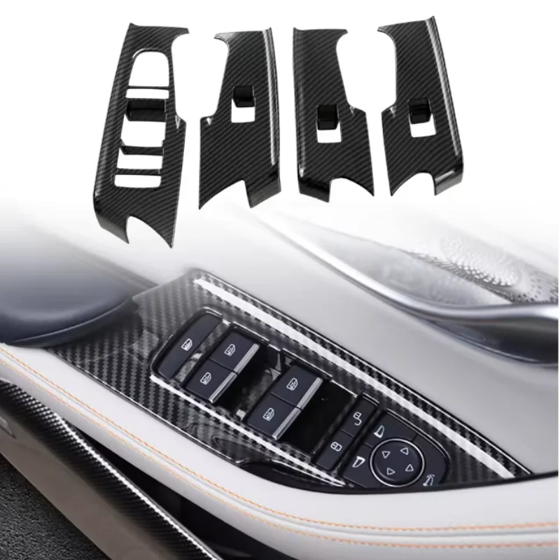 

For BYD Song Plus EV DMI 2022 2023 Carbon Fiber Style Inner Door Handle Cover Catch Bowl Trim Insert Bezel Frame Garnish