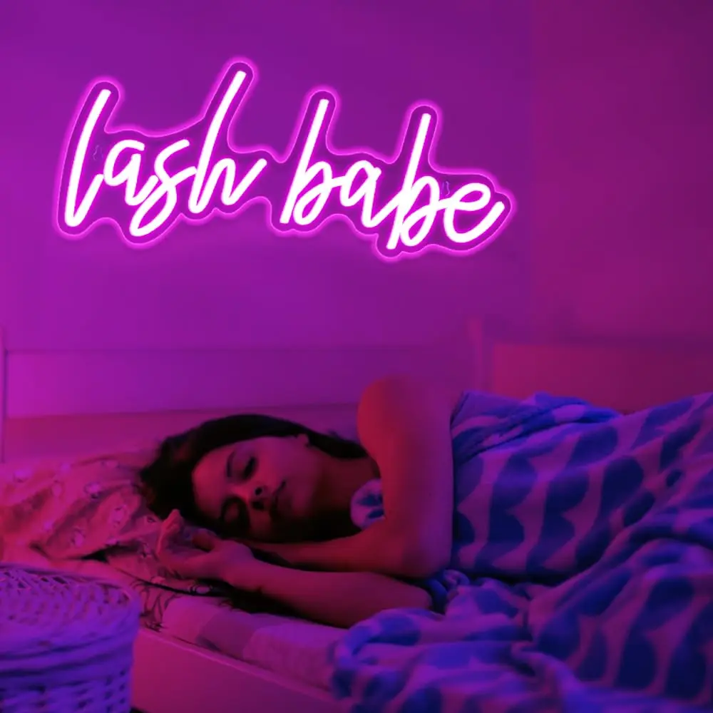 علامة Lash Babe Neon رموش جميلة لديكور غرفة الرموش، لصالون الرموش، غرفة التجميل، شريط شعر الأظافر، هدية للفتيات