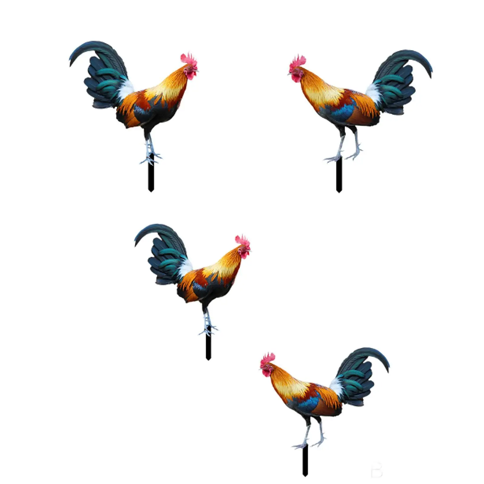 Rooster Garden Stake Decorative Sculpture Acrylic Lifelike Yard Art Chicken