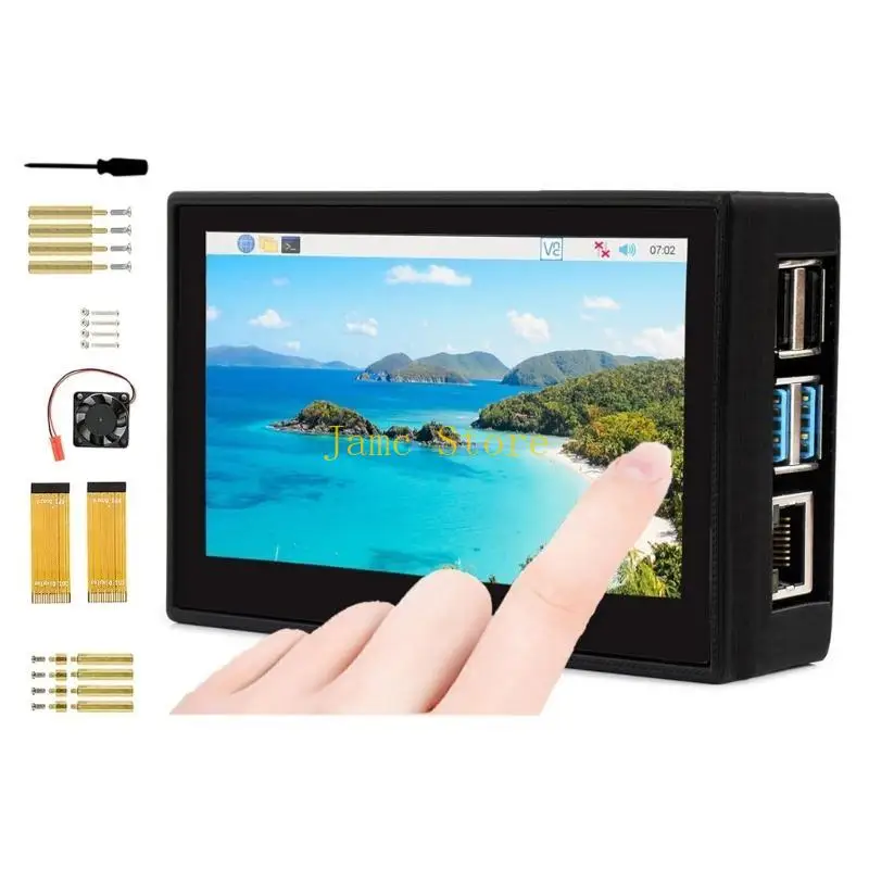 شاشة LX0B 4.3 بوصة سعوية مع حافظة واقية 800x480 زاوية عرض واسعة عالية الدقة لـ RaspberryPi4B #5