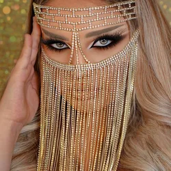 2024 Trend New Ladies Fashion Rhinestone Mask Fringe Face Accessories Dance Party Jewelry Accessories