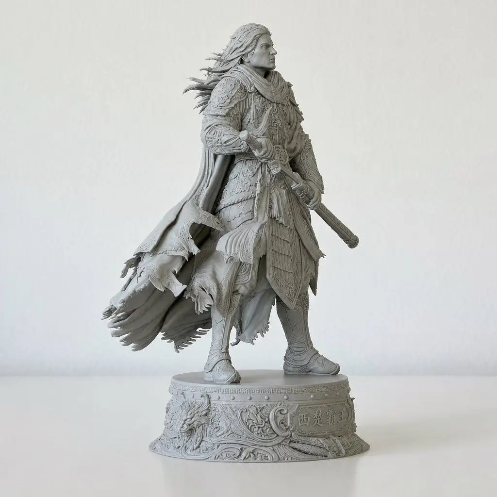 16cm/20cm Statue of Xiang Yu, The Overlord of Western Chu Military Strategist 3D Printed Resin Sculpture Figurine Ornament