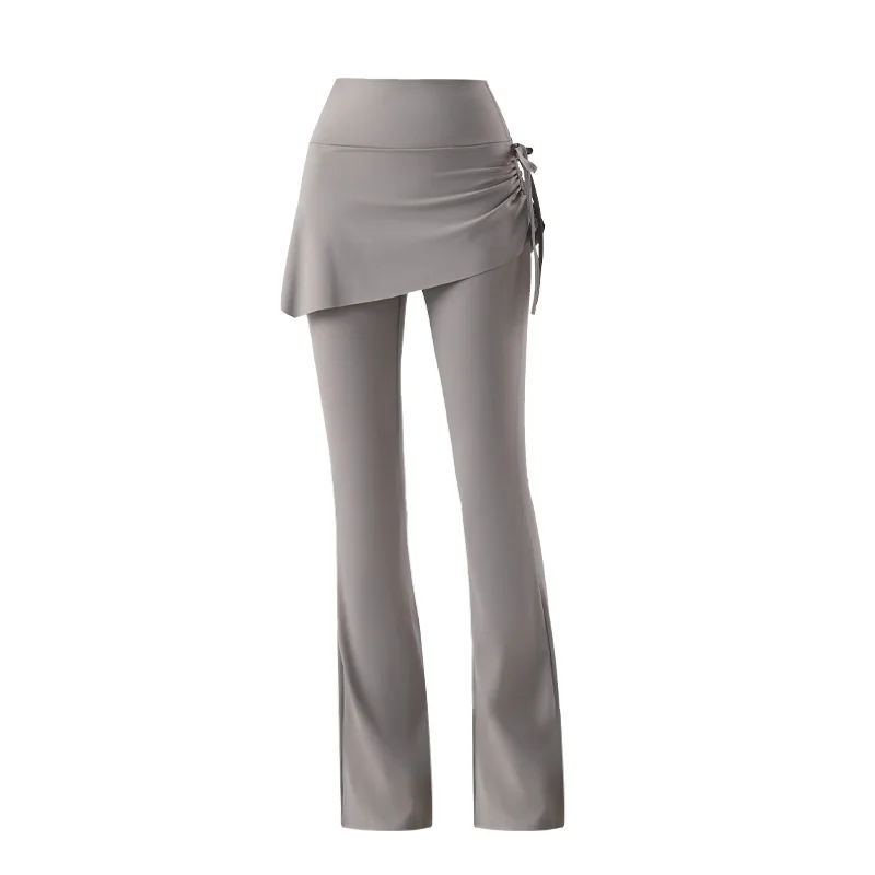 ハイウエスト Dstring スカートパンツ レディース ヨガ フィットネス ピラティス スポーツ アンチライト ルーズレギンス ボット ロングパンツ