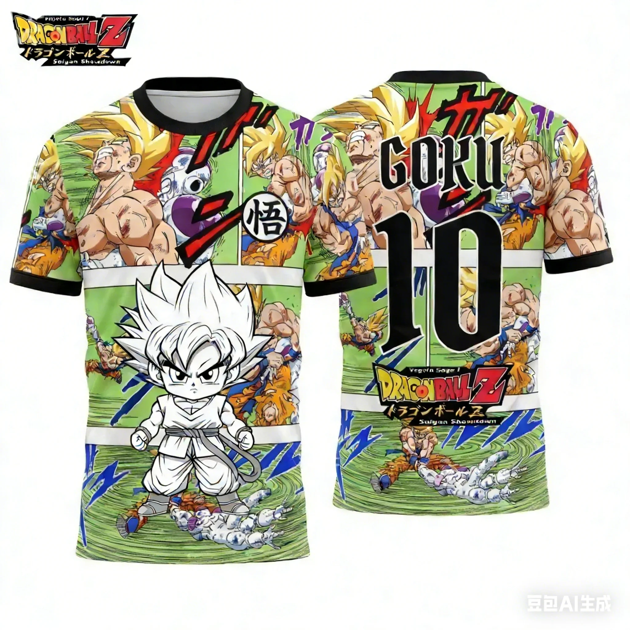 Awaken Childhood Passion and Transform Into A Super Saiyan! Dragon Ball Z 3ED6 Printed Short-sleeve, Goku-style Graffiti T-shirt