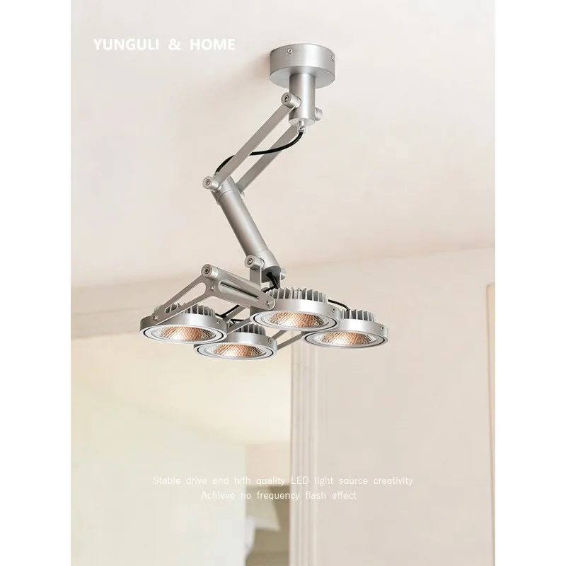Modern industrial wind robot arm chandelier, adjustable designer coffee gym commercial tooling store tube spotlight