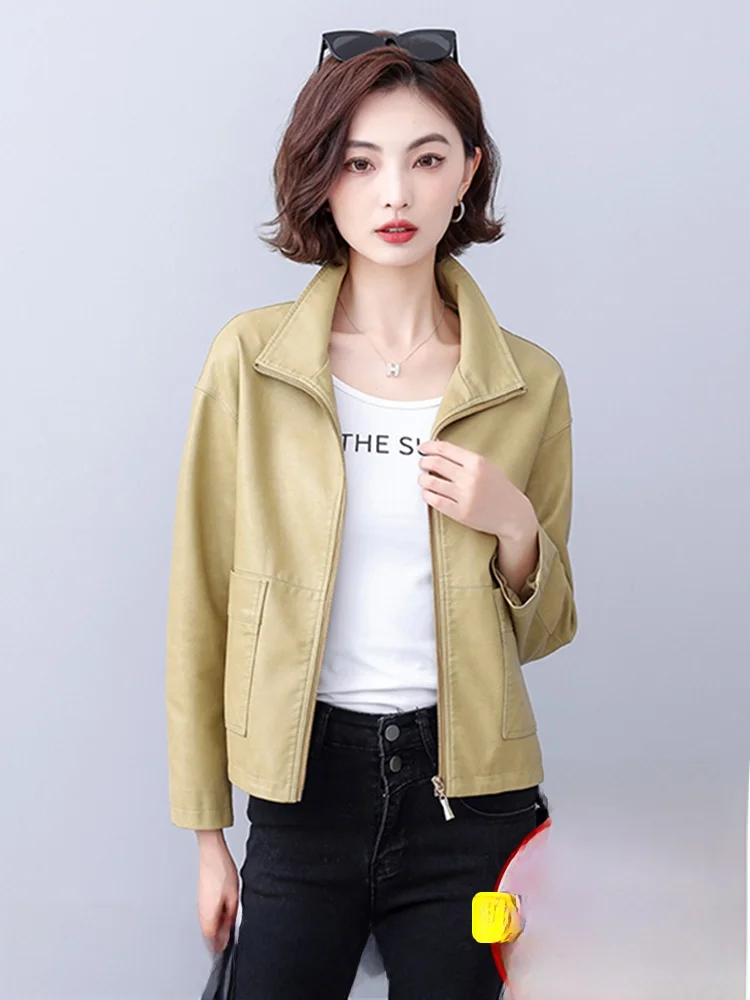 

Ning Genuine Leather Jaet Women's ort Sle Casual Spring New Arrival Large Size eepskin Leather Coat