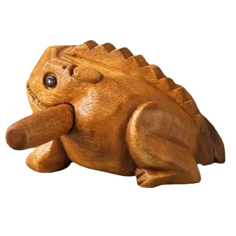 ABMO Lucky Thai madera artesanía tradicional tailandesa decoración de escritorio de madera para el hogar artesanías de rana de la suerte