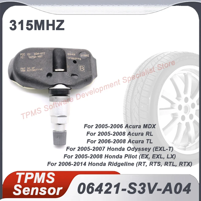 

4PCS 315MHZ TPMS Sensor 06421-S3V-A04 Tire Pressure Sensor for Honda Odyssey 2005-2007 Acura MDX