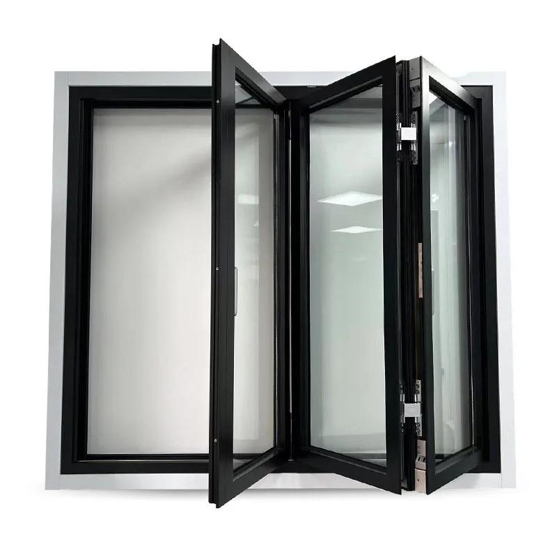 Aluminum frameless folding glass door panoramic shutters waterproof finished indoor partition double folding door