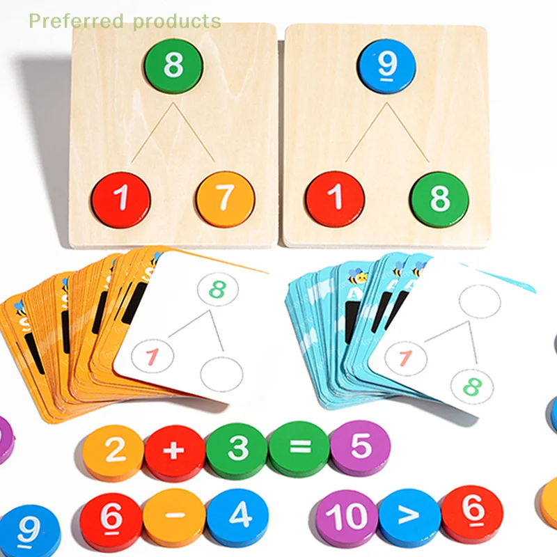 Kids Math Montessori Toy-Wooden Digital Arithmetic Decomposition Early Education Teaching Aids for Number Cognition And Counting