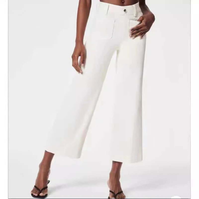 Hot-selling European And American Straight Wide-leg Women's Jeans And Large Pockets Trousers Design Appears Taller And Slimmer