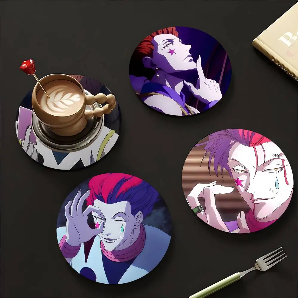 1pc Hisoka Morow Hunter X Hunter Wooden Coaster Colour Printing Cup Mat Home Desk Decoration Gifts