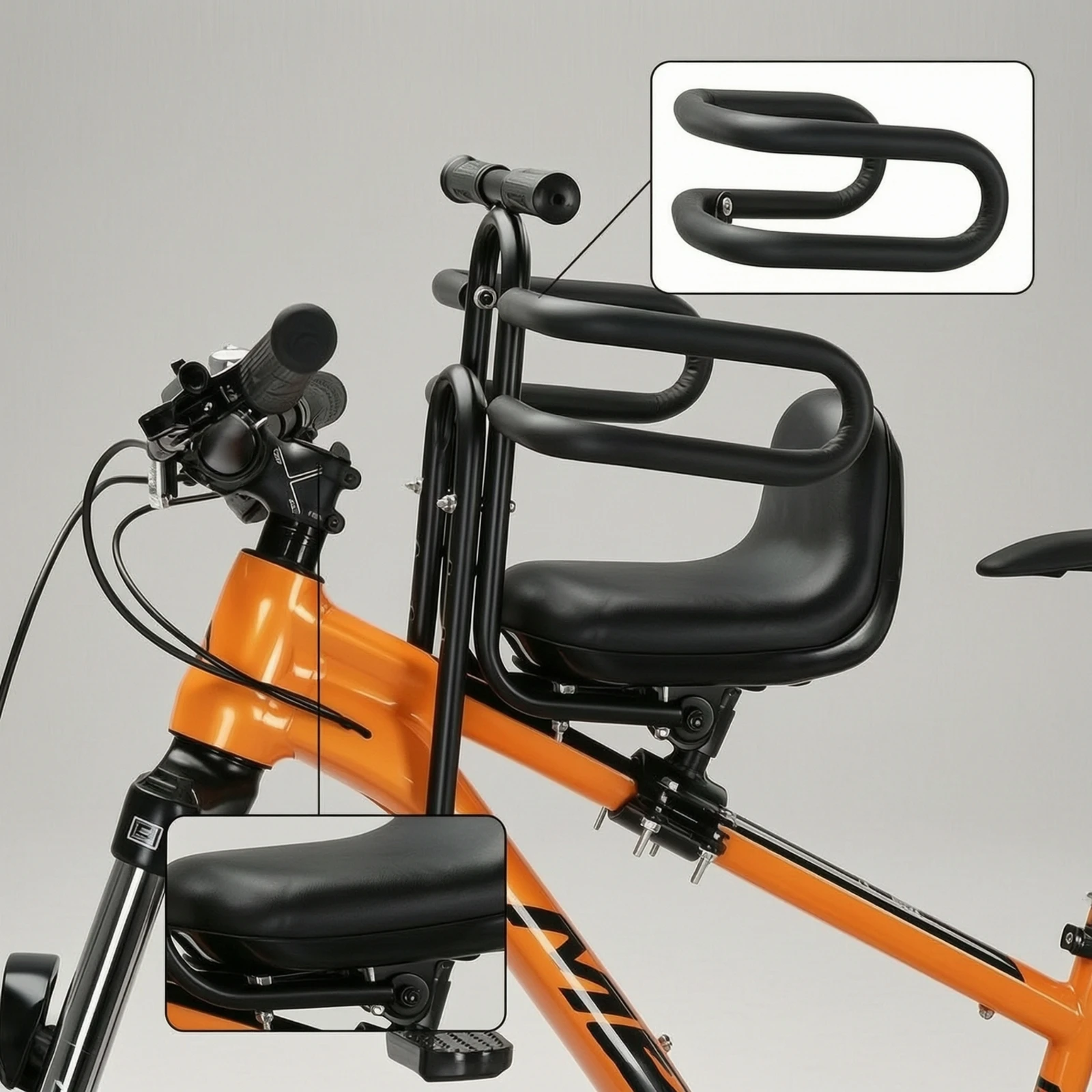 Child Bike Seat with Guard Rail Padded Child Bike Seat with Guardrail Safety Soft for Toddlers, City Commuting
