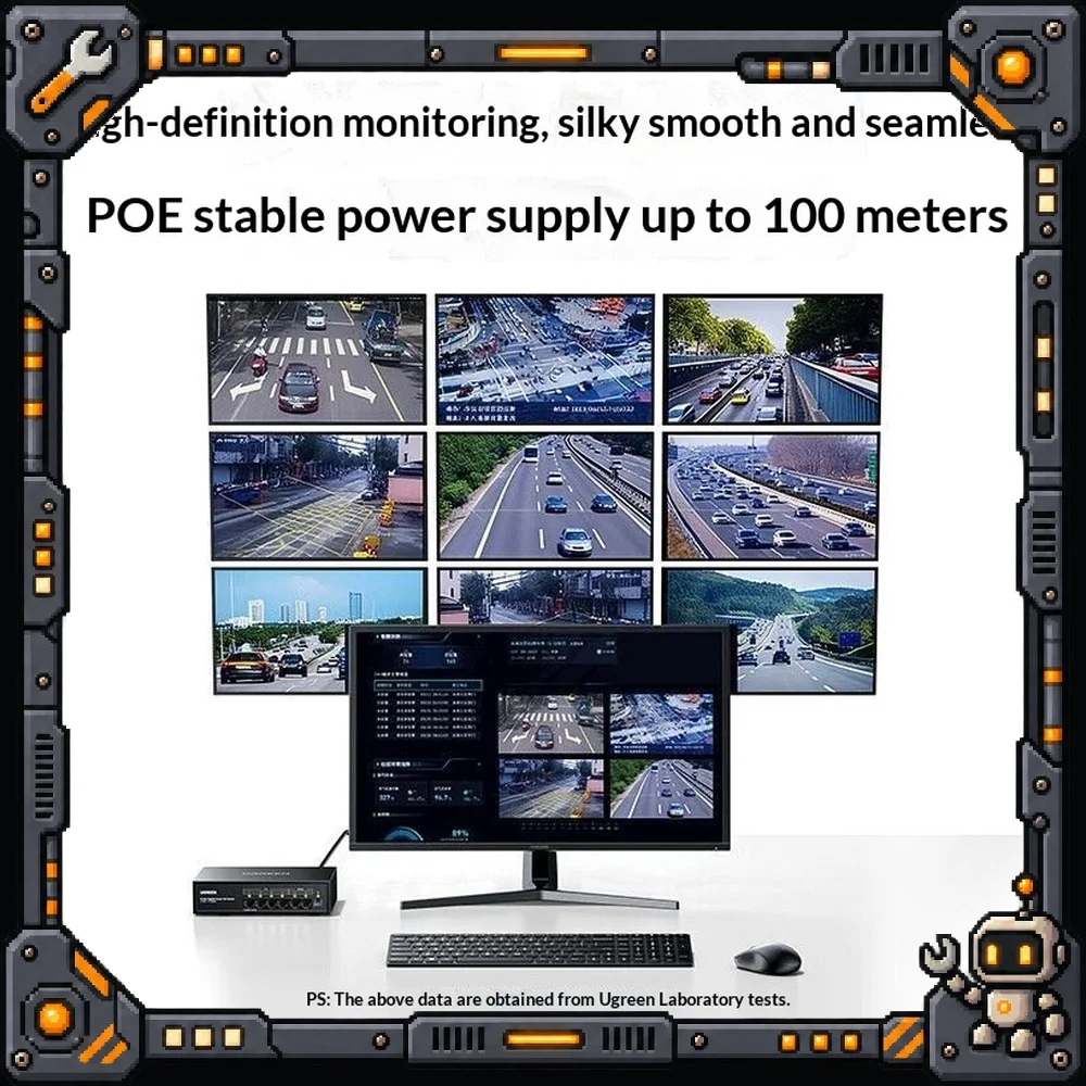 UGREEN CM941 POE Switch 6 Port Gigabit 4 POE 2 Uplink 42W VLAN for IP Camera Security Network