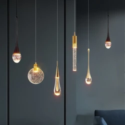 Modern Crystal Pendant Lamp Restaurant Hanging Light Living Room Bubble LED Lighting Kitchen Bedroom Ceiling Dining Room Decor