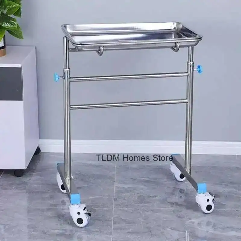 

304 Stainless Steel Auxiliary Cart Thickened with Wheels Multifunctional Medical Tray Rack Organizer Cart Medical Tool Trolley