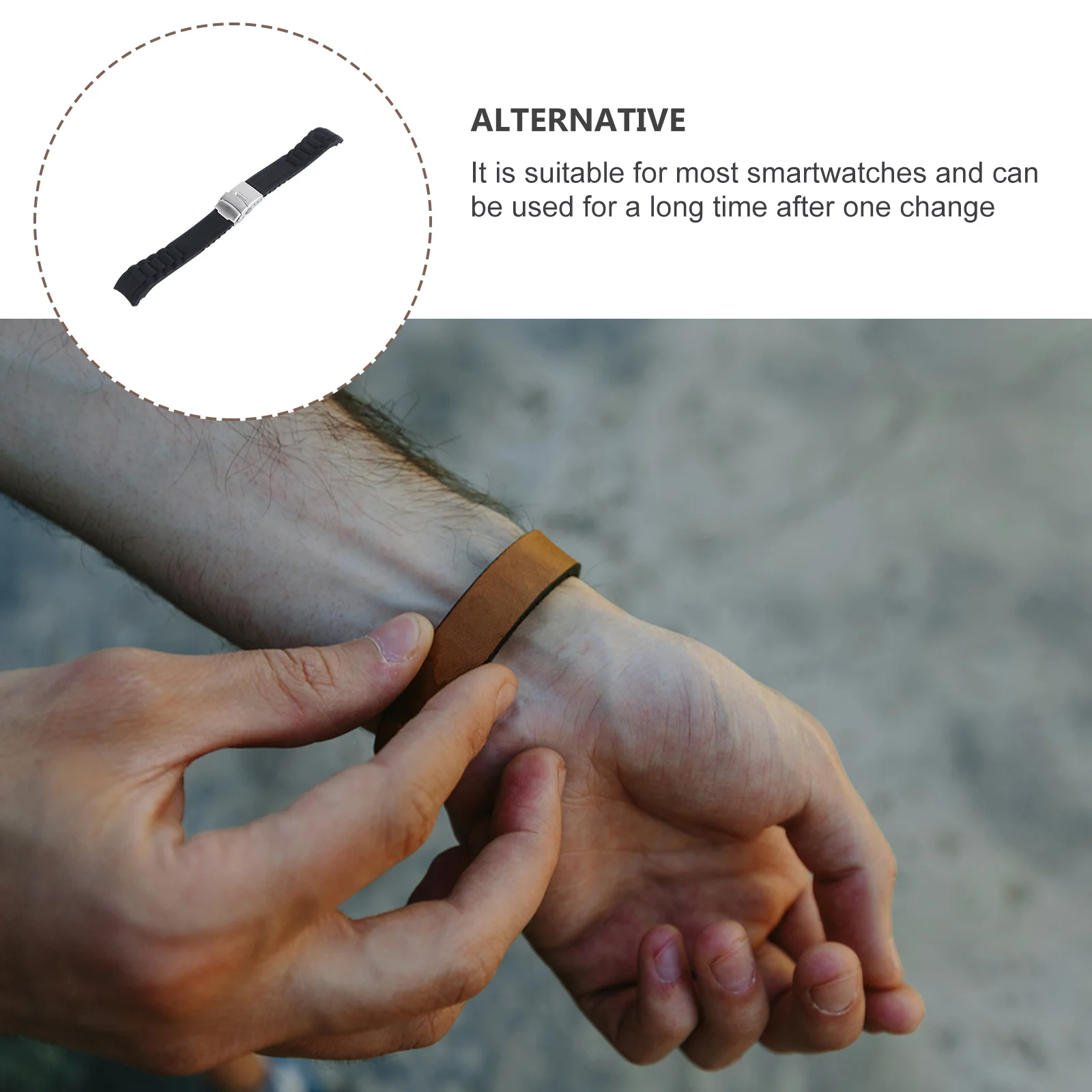 

Silicone Watch Strap Band White Elbow 22mm Stylish Lightweight Deployment Buckle Folding Clasp Watchband Silicone Watch Strap