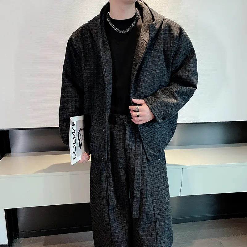 

Cool Trendy Men's Cotton Jaet Set with Hood Thiened Autumn Winter Faion Long Pants Cheered Pattern Youth Polyester Wo...