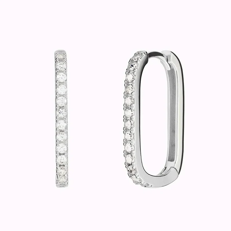 2026 New European Minimalist and Extremely Simple Gold Silver Rose Gold Ear Buckle Women's Micro Inlaid Zircon Fashion Jewelry