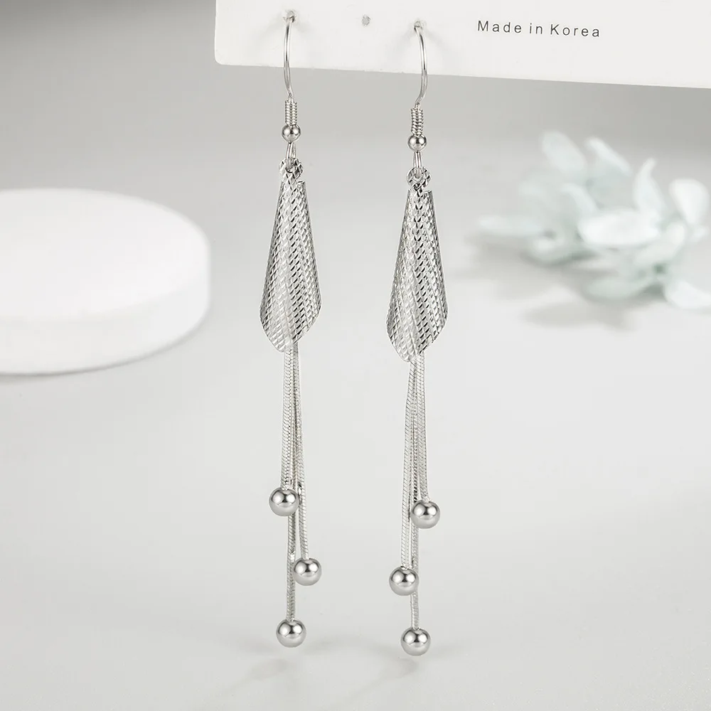 925 Sterling Silver Temperament Simple Wind Chimes Fringed Earrings Birthday Party Anniversary Gift Daily Wear