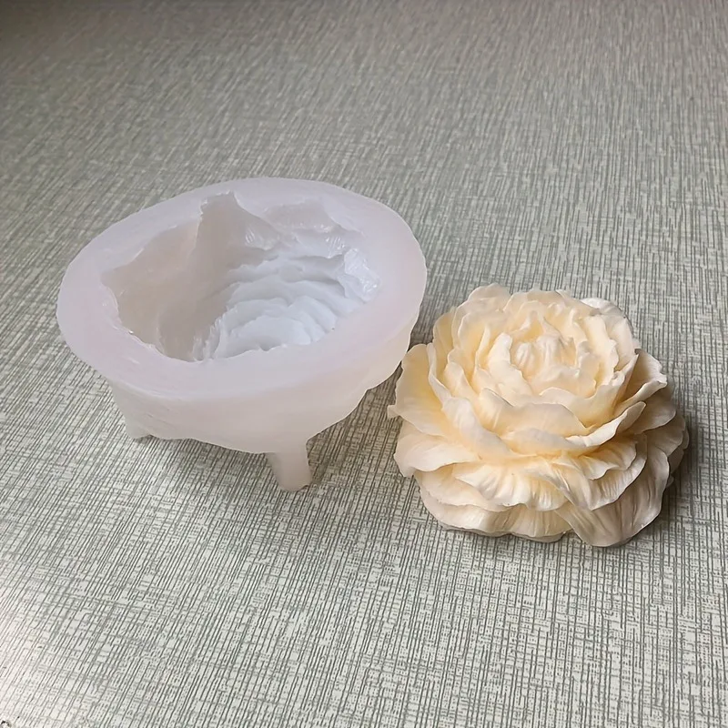 1pc Simulation Peony Chocolate Mold, 3D Silicone Mold, Candy Mold, Fondant Mold, Soap Mold, for DIY Cake Decorating Tool view 3