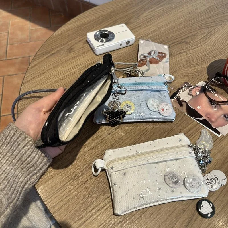 Korean Fashion Star Polka Dot Multi Layer Portable Card Holder Driver License Business Bank Card ID Case Storage Pouch Y2 Men