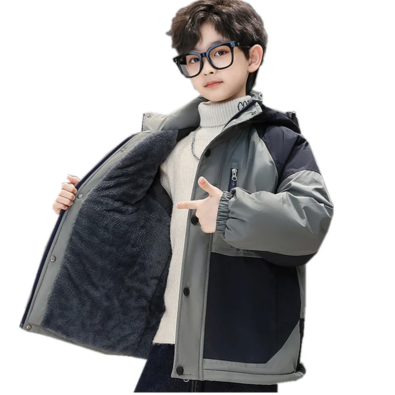 Children Winter Hood Outerwear Coats Clothes for Boy Warm Parka Jacket Korean Fashion Kids High Quality Teen Warm Thicken Outfit