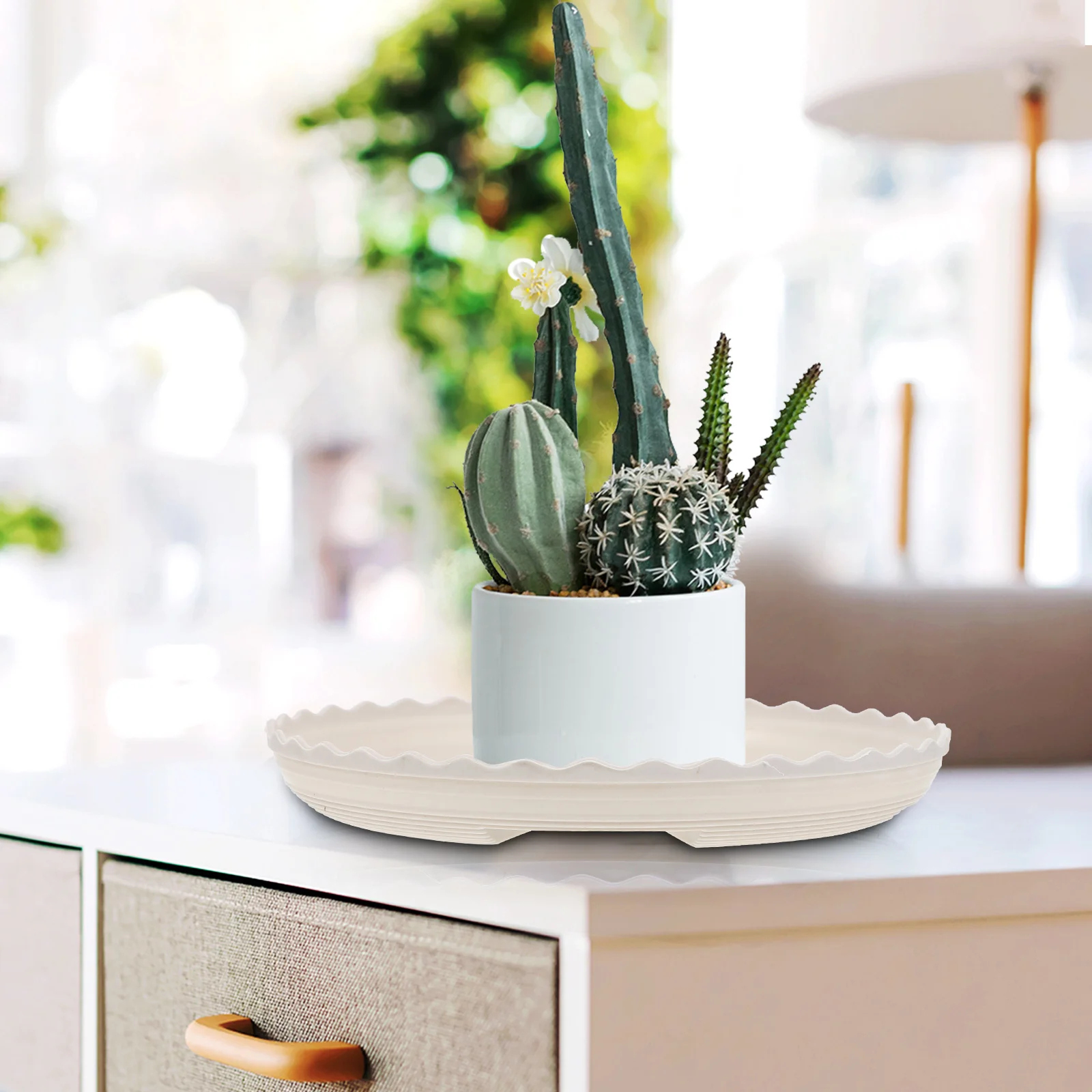 

20 Pcs Planter Plates To Catch Water Pot Trays Plant Saucers Catch Water 140mm White Durable Plastic Planter