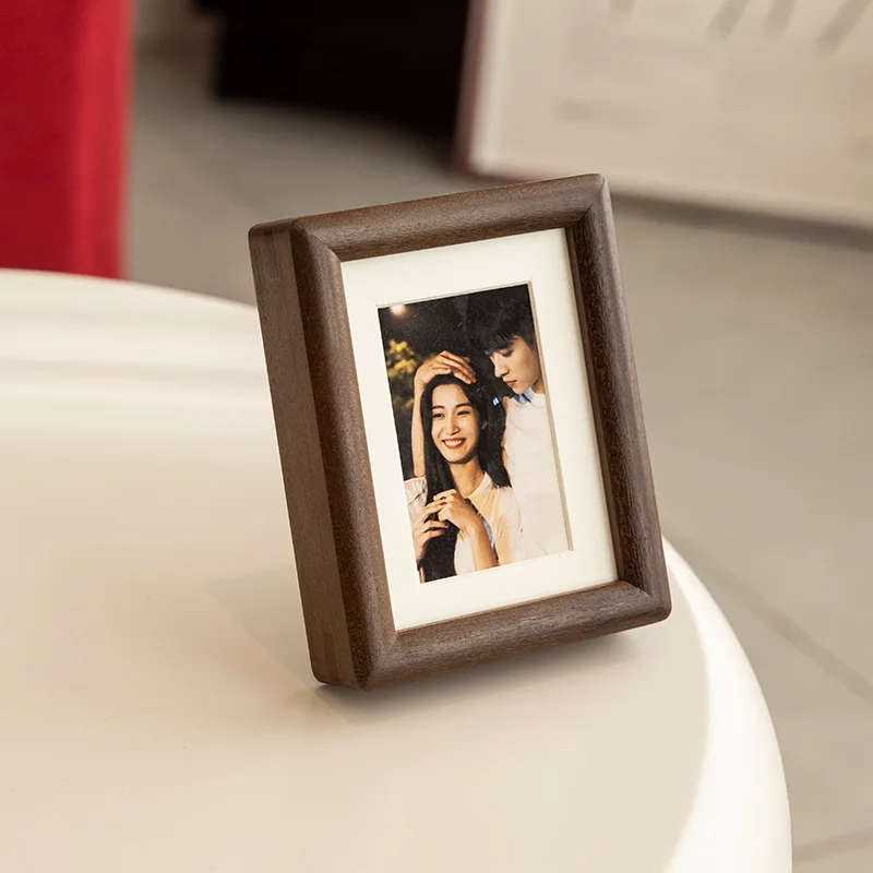 Solid Wood Mini Photo Frame Walnut Teak Wedding Picture Tabletop Display High-grade Frame Photos Tabletop Home Decor Xmas Gifts