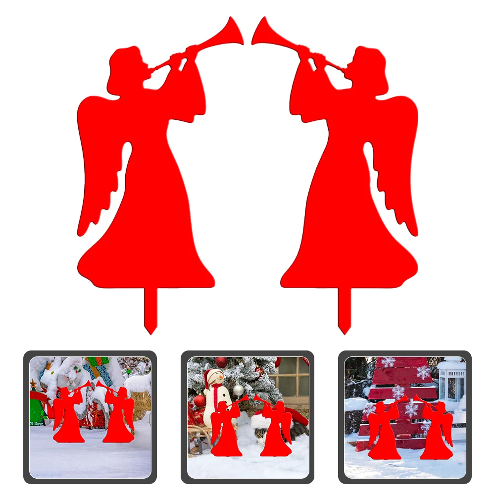 

2pcs Decor Acrylic Lawn Stake Outdoor Christmas Decoration Yard Landscape Inserted Sign Festive Home Courtyard