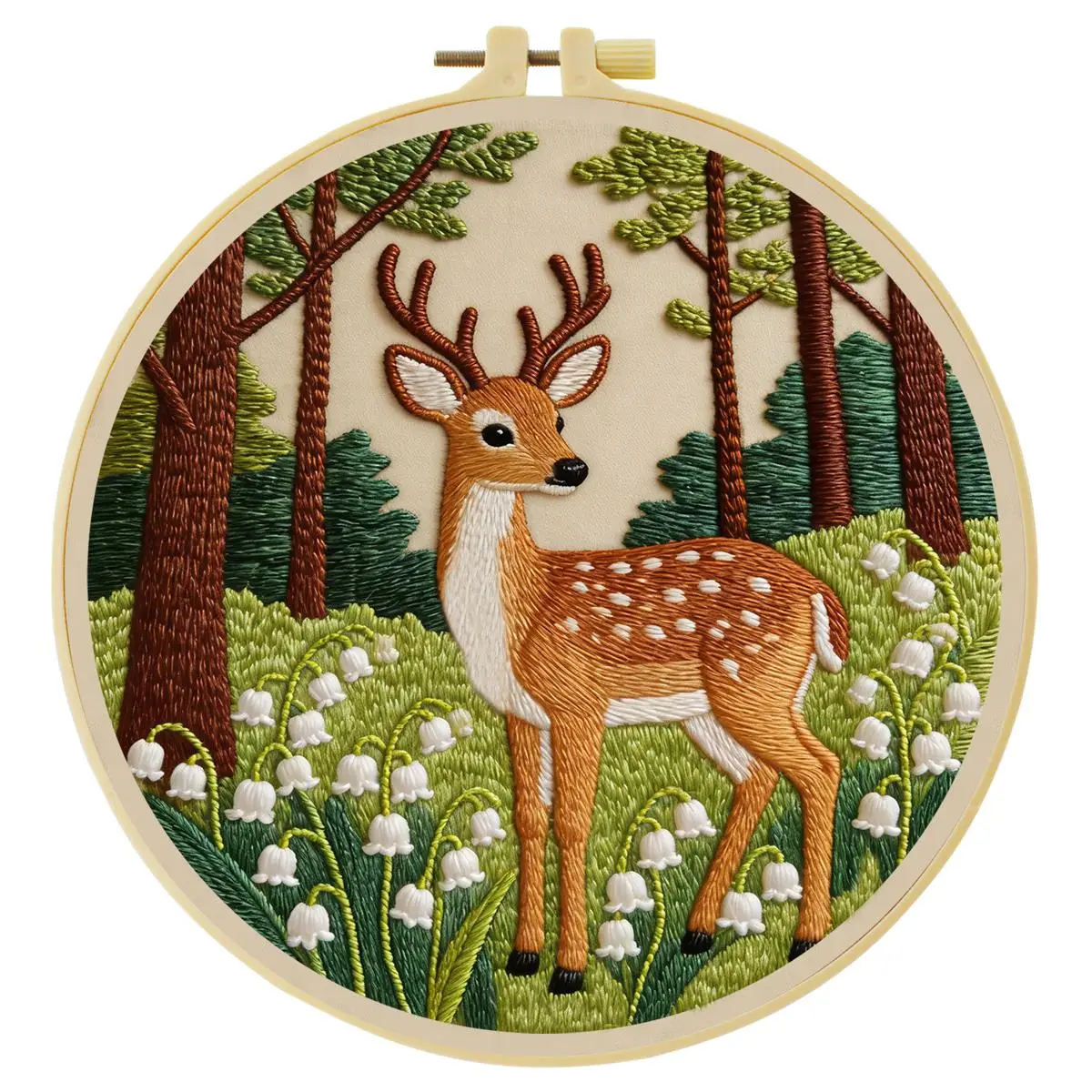 1 Stück 20X20CM/15X15CM 7,87/6,3 Zoll Rotes Hirsch Stickerei Starter-Kit DIY-Kit DIY-Stickerei-Set Handarbeiten Nähkunst Nadelkunst – Detail 4