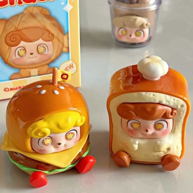 오리지널 Q.Kid Qbao 스트리트 스낵 시리즈 미니 빈 블라인드 박스 컬렉션 데스크탑 장식품 미스터리 박스 귀여운 액션 피규어 장난감 선물