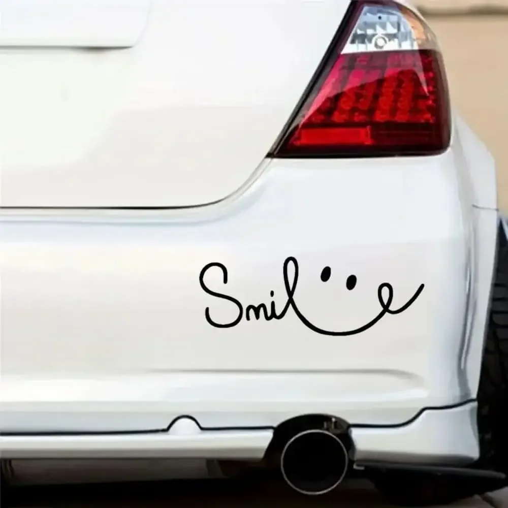 

2Pcs Smile Vinyl Decal Waterproof Sticker Positive Vibes for Car Laptop Window Tumbler Cup Decor #AZ07 Black