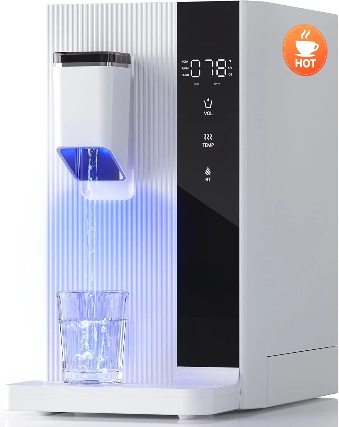 Reverse Osmosis Water Filter Countertop, RO Filtration System with 3S Hot, NSF/ANSI 58, SGS, EPA, 5 Stage Purifier for Family