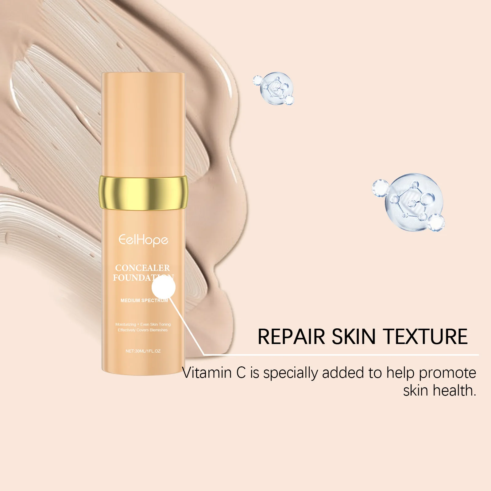 Volledige dekking Vloeibare Foundation Concealer Hydraterende Oliecontrole Langdurig Hydrateren Lichtgewicht Make-up Basis Cosmetica Crème