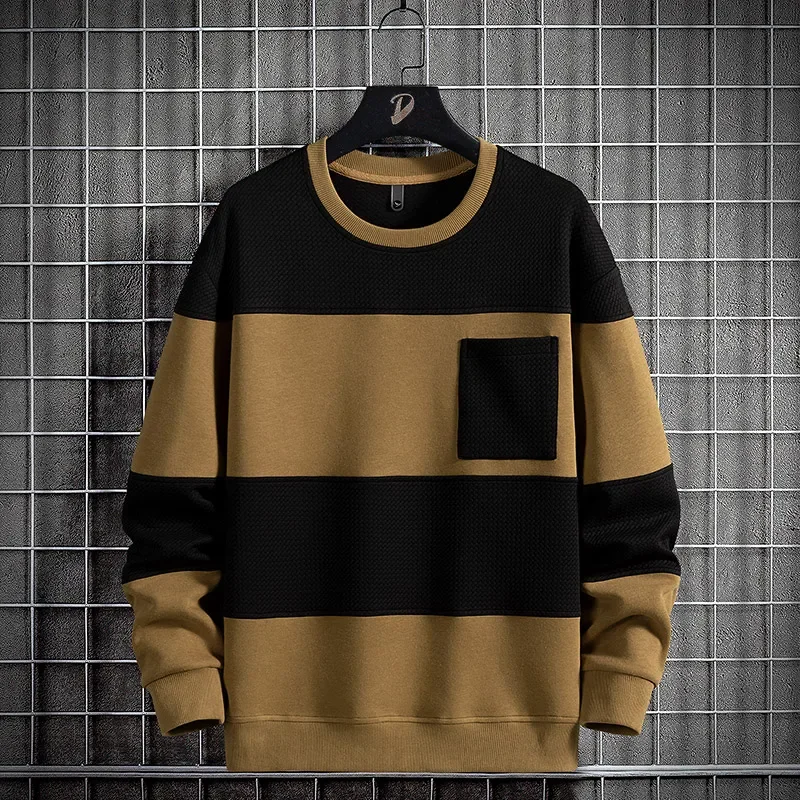 

Pop 2024 Spring Men Stripe Sweatshirt Cotton Oversized Hoodies Men Long Sleeve O-Neck Pullovers Male Streetwear Fashion Tops 6Xl