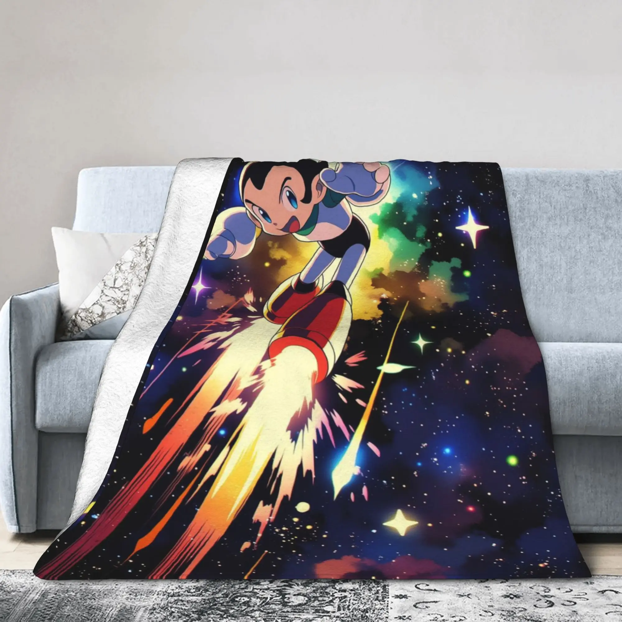 Astroboy Astro Boy Anime Blanket  Flannel Novelty Warm Throw Blanket for Bed Sofa Textile Decor