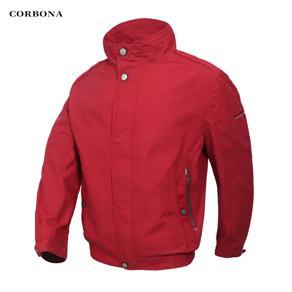 CORBONA 2024 Spring Windbreaker Men Jacket 100%Cotton Windproof Warm Coat Outdoor Red Oversized Longsleeve Multi Pockets Parka